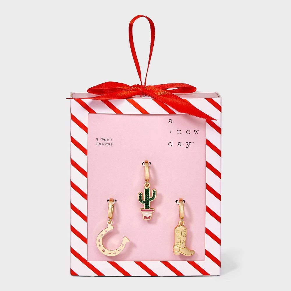 Horseshoe Cactus and Cowgirl Boot Charm Necklace Set 3pc - a New Day™ Gold - Bellso